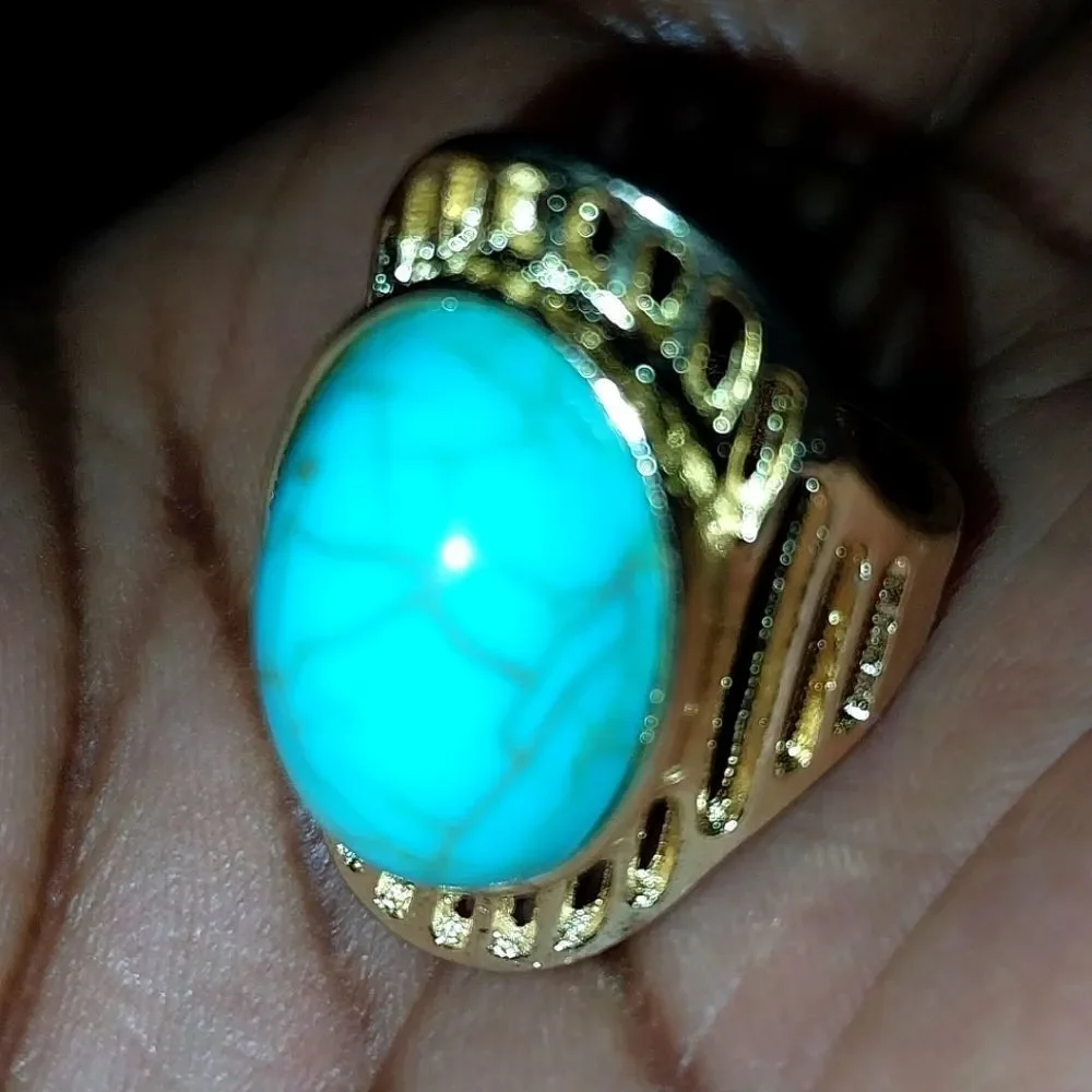 Hand crafted vintage bohemian turquoise ring unisex